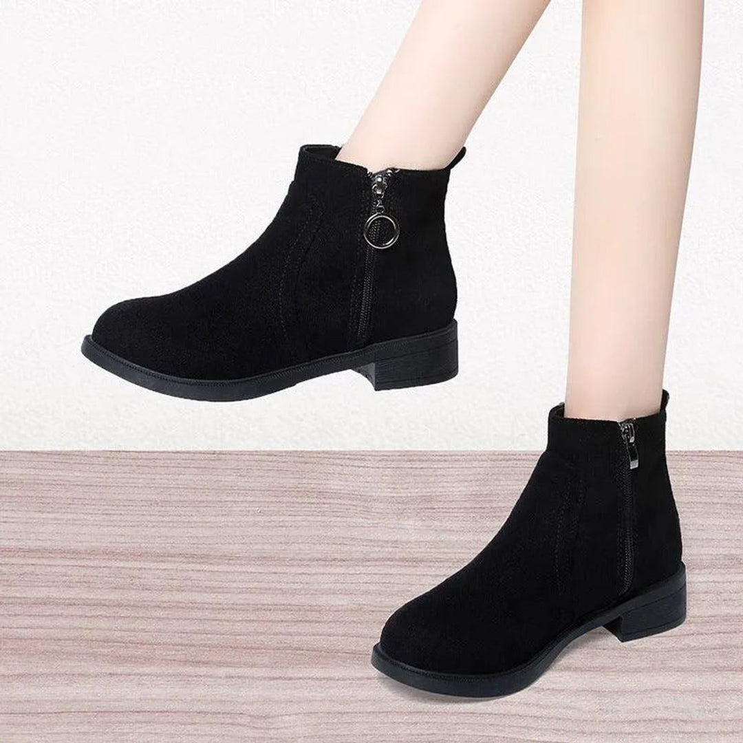 Women's Suede Side-Zip Block-Heel Ankle Boots