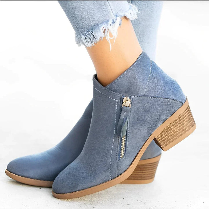 Women's Suede Side-Zip Block-Heel Ankle Boots