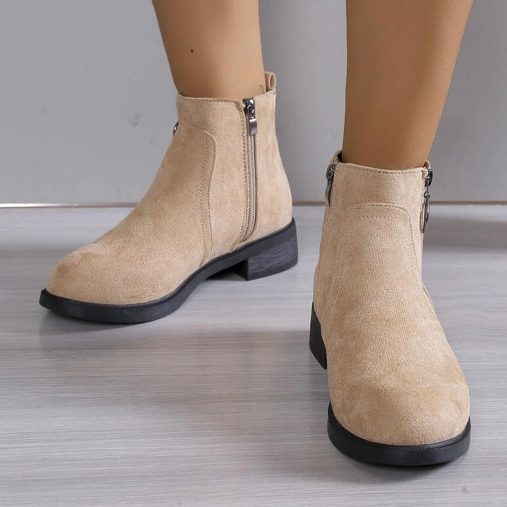 Women's Suede Side-Zip Block-Heel Ankle Boots