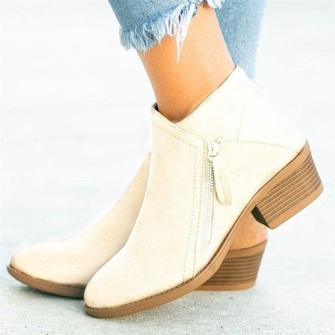 Women's Suede Side-Zip Block-Heel Ankle Boots