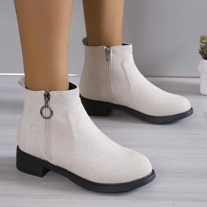 Women's Suede Side-Zip Block-Heel Ankle Boots