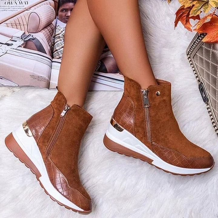 Women's Suede Side-Zip Wedge Ankle Boots