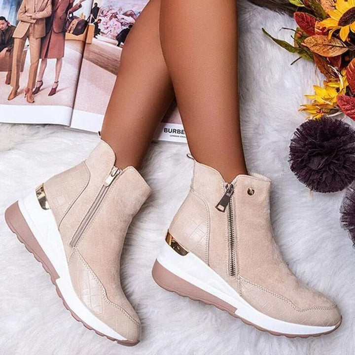 Women's Suede Side-Zip Wedge Ankle Boots