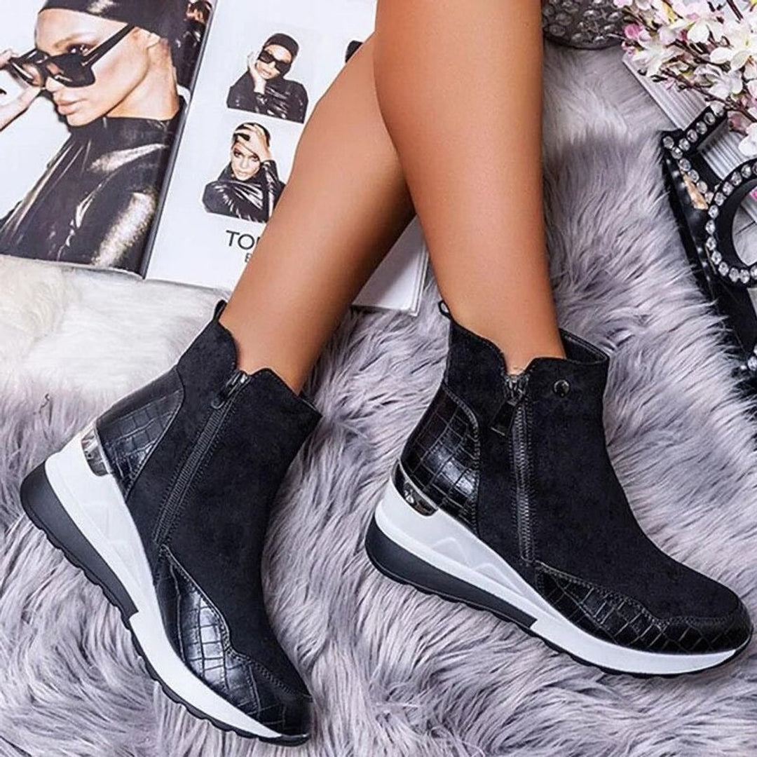 Women's Suede Side-Zip Wedge Ankle Boots