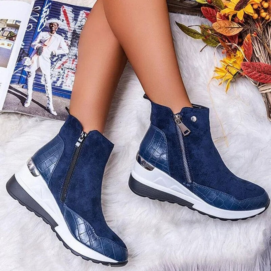 Women's Suede Side-Zip Wedge Ankle Boots