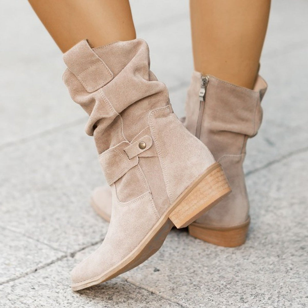 Women's Suede Slouchy Block-Heel Ankle Boots