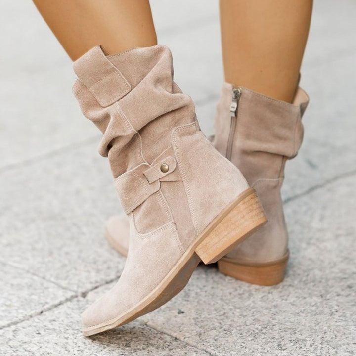 Women's Suede Slouchy Block-Heel Ankle Boots
