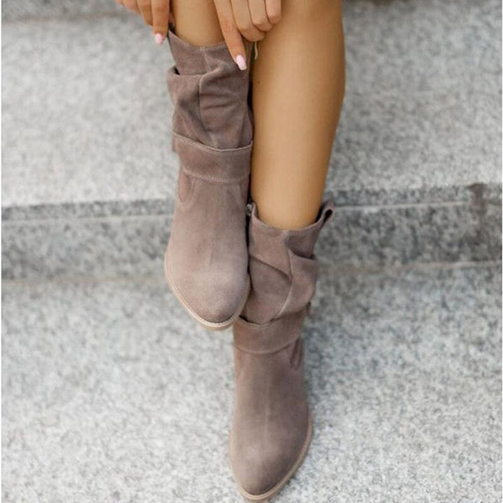 Women's Suede Slouchy Low-Heel Ankle Boots