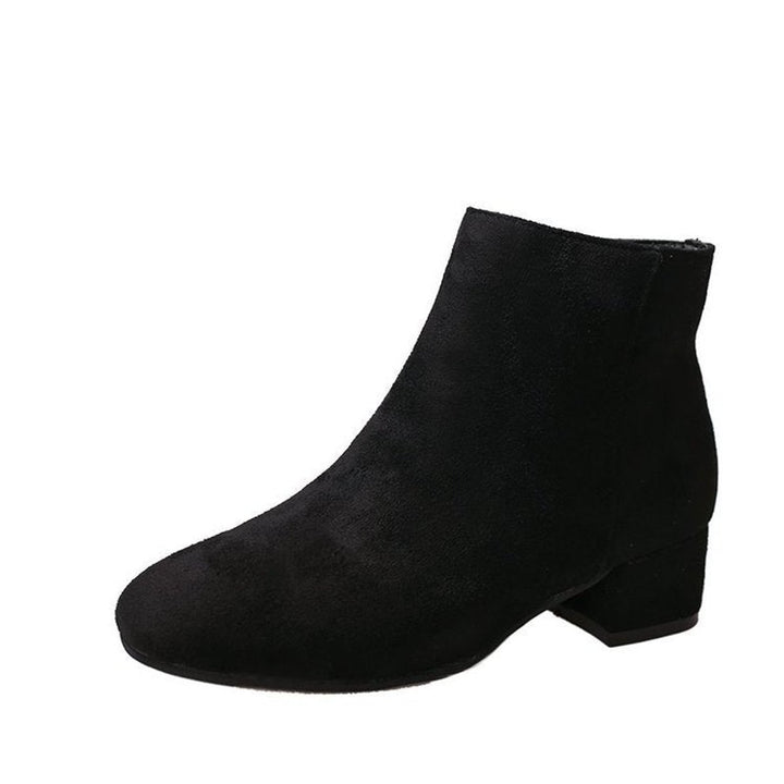 Women's Suede Square-Toe Block-Heel Ankle Boots