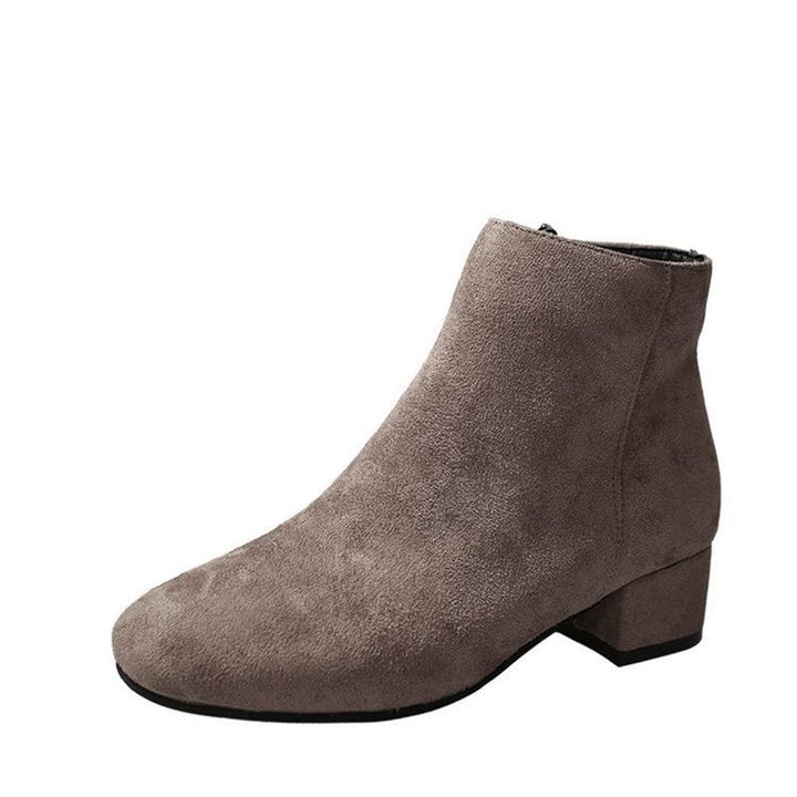 Women's Suede Square-Toe Block-Heel Ankle Boots