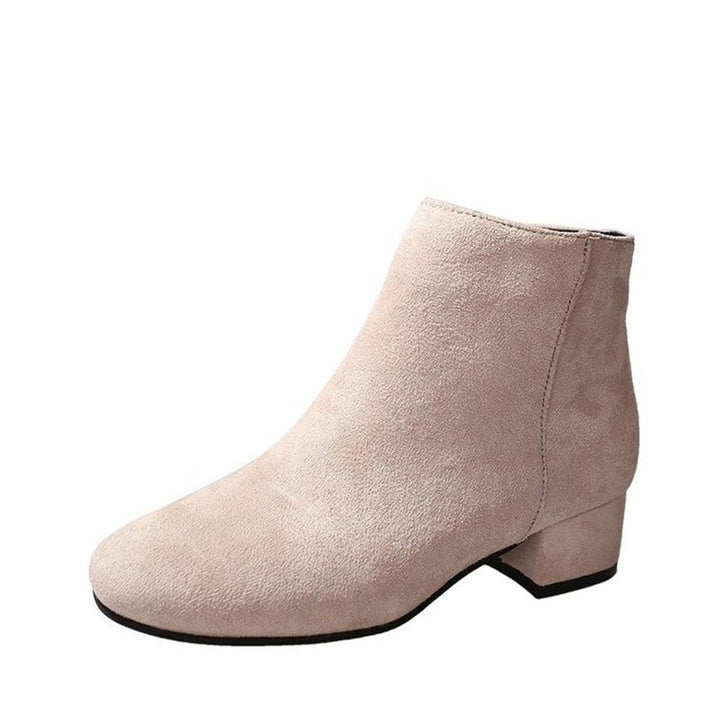 Women's Suede Square-Toe Block-Heel Ankle Boots