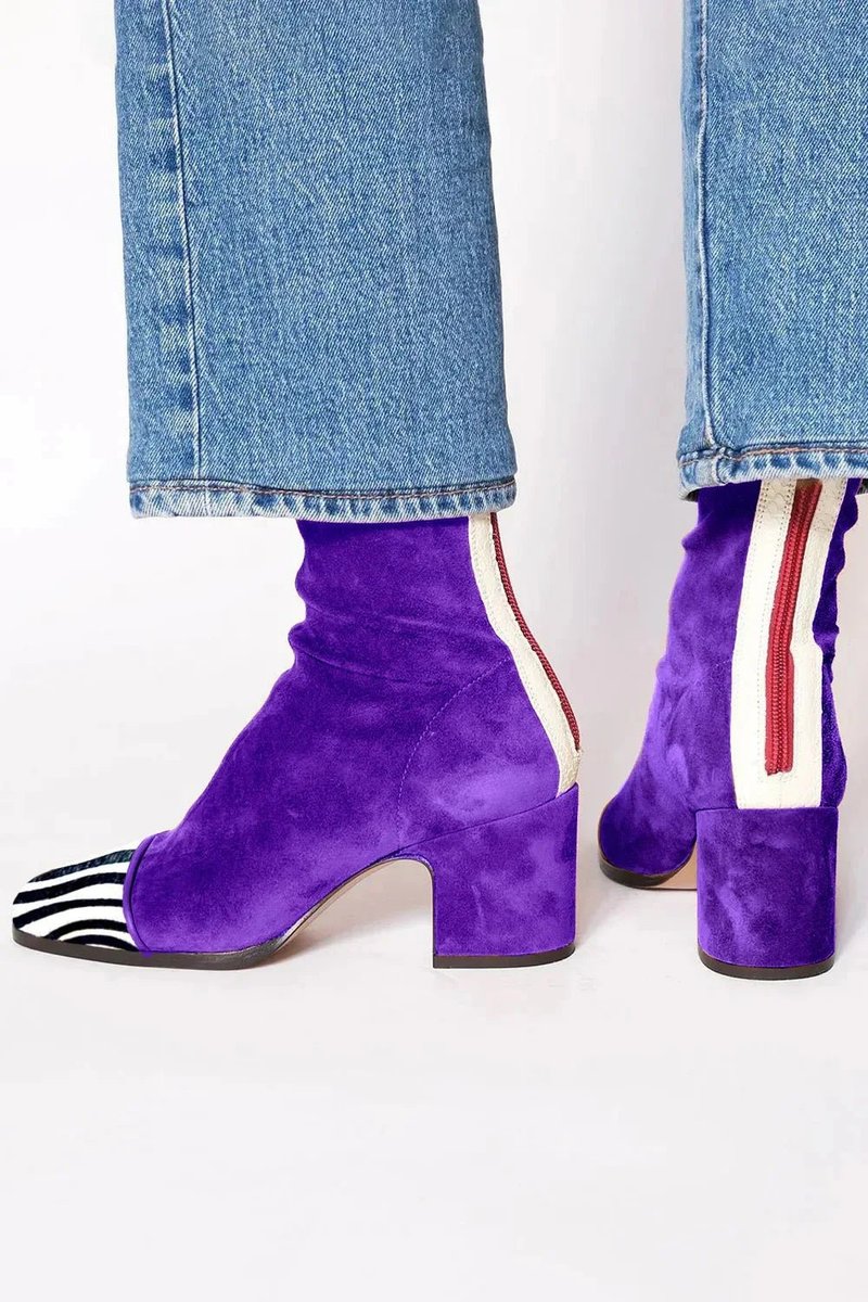 Women's Suede Square-Toe Block-Heel Mid-Calf Boots