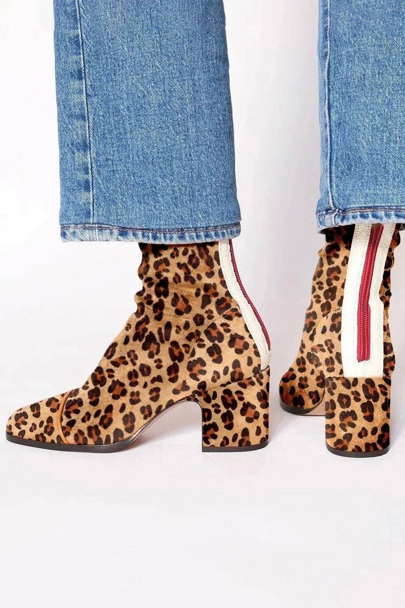 Women's Suede Square-Toe Block-Heel Mid-Calf Boots