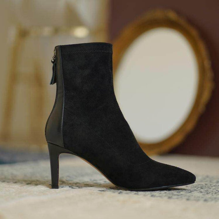 Women's Suede Stiletto Heel Pointed-Toe Ankle Boots