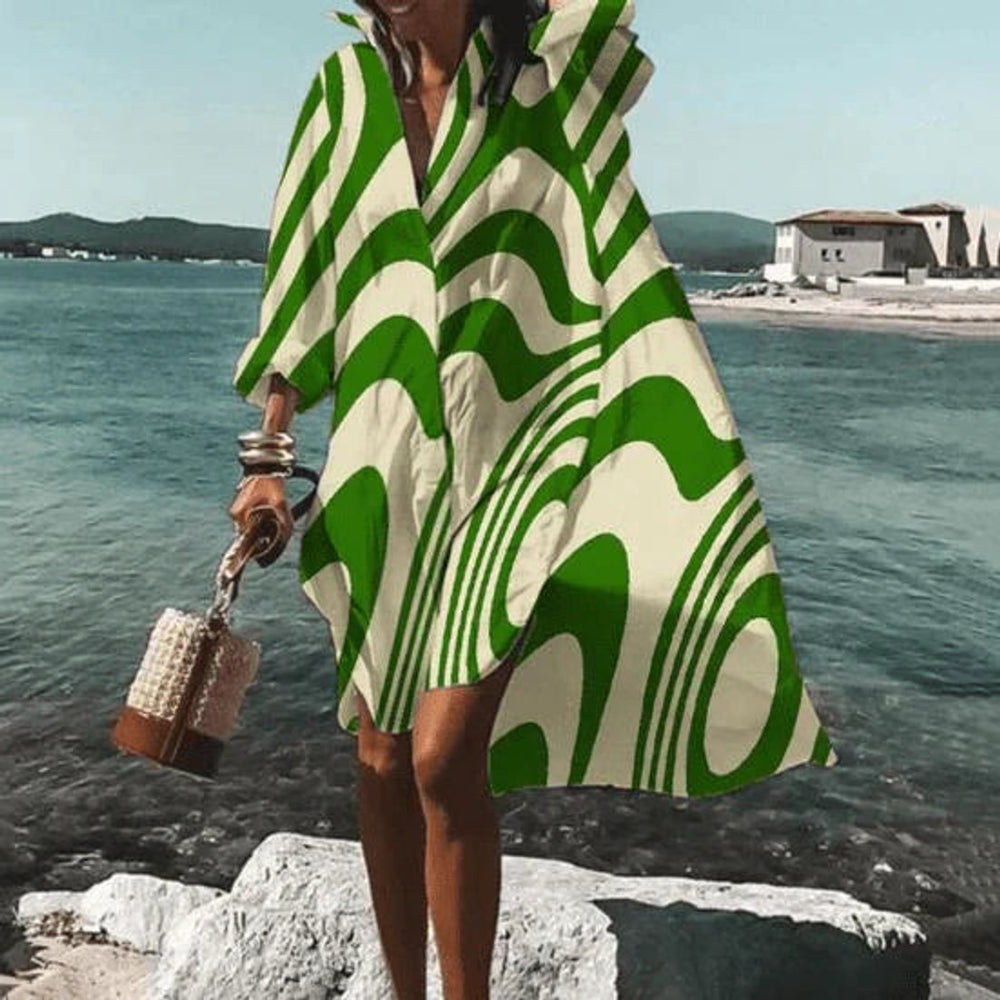Women's Sunflower Print Long Sleeve Fall Midi Dress