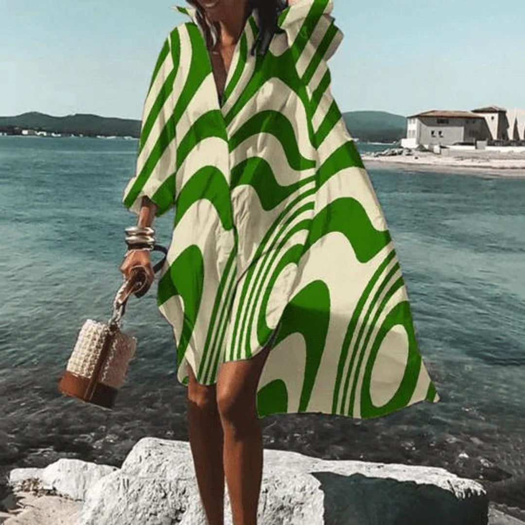 Women's Sunflower Print Long Sleeve Fall Midi Dress