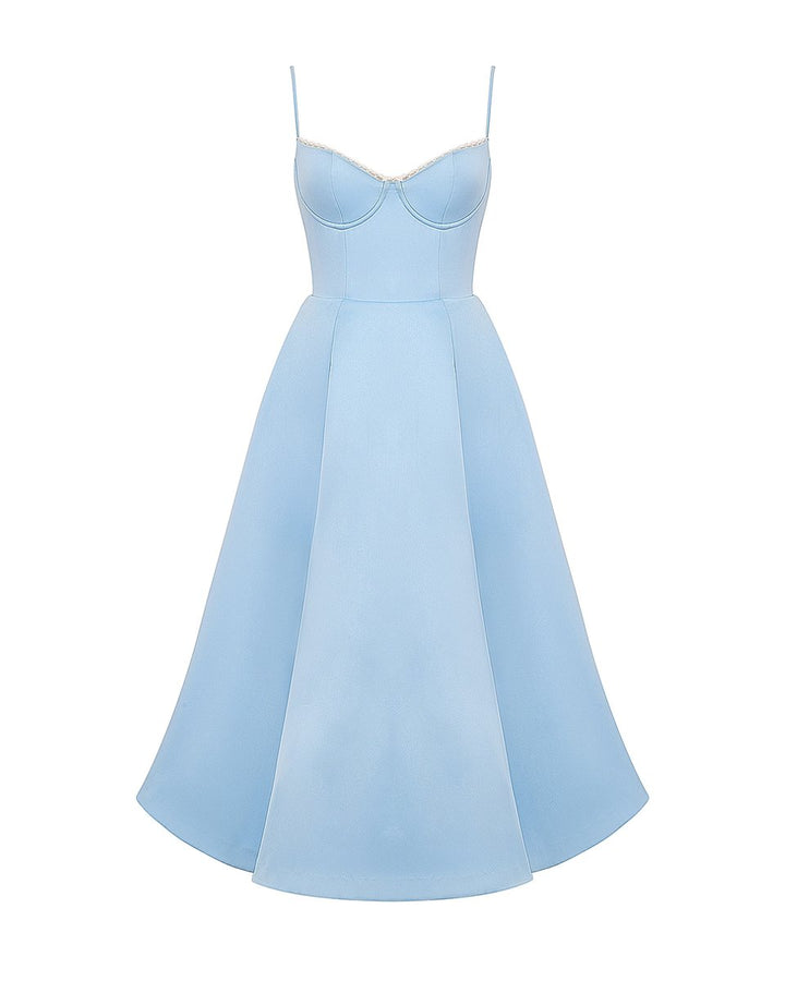 Women's Sweetheart Corset Bodice Tulle Midi Formal Dress