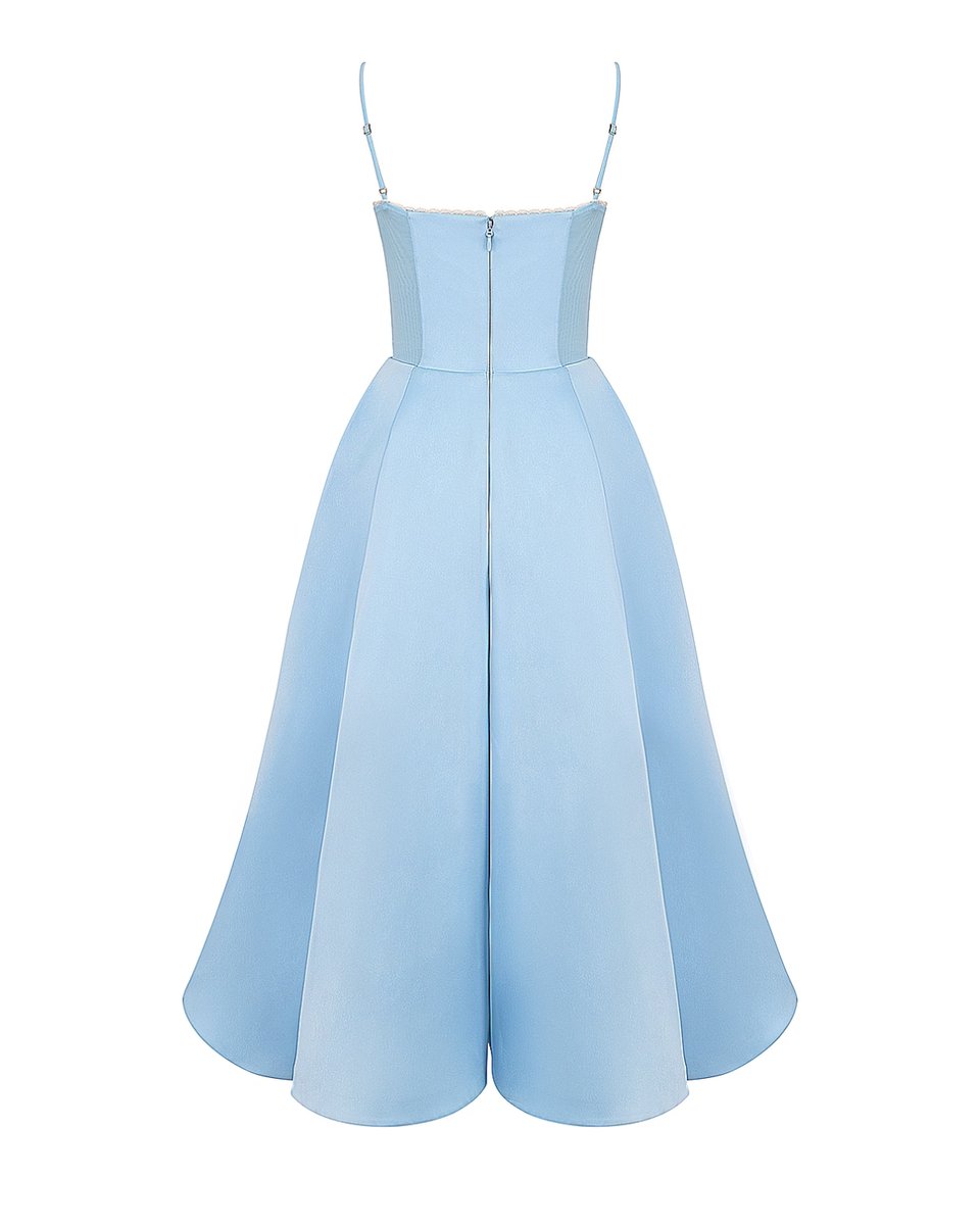 Women's Sweetheart Corset Bodice Tulle Midi Formal Dress