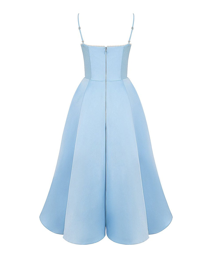 Women's Sweetheart Corset Bodice Tulle Midi Formal Dress