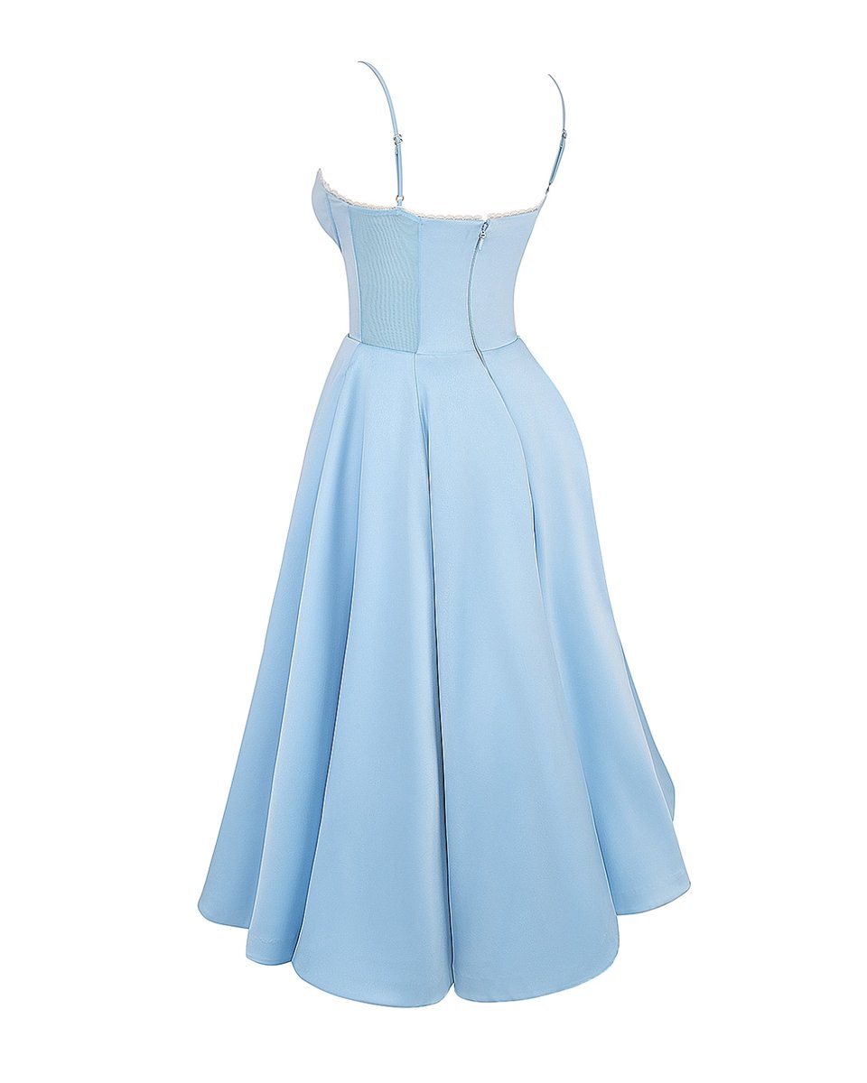 Women's Sweetheart Corset Bodice Tulle Midi Formal Dress
