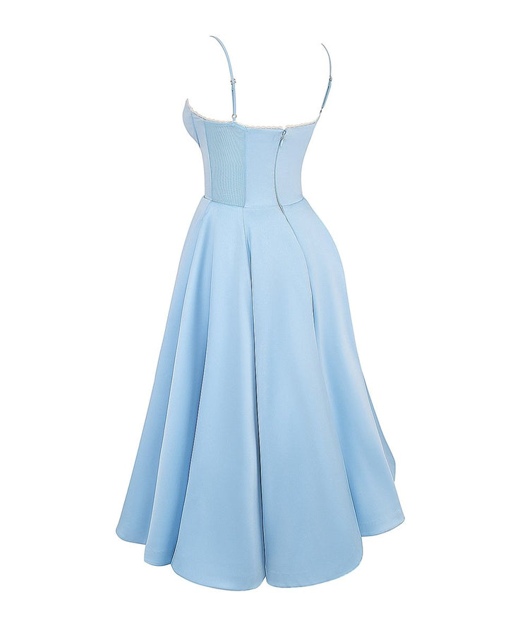 Women's Sweetheart Corset Bodice Tulle Midi Formal Dress
