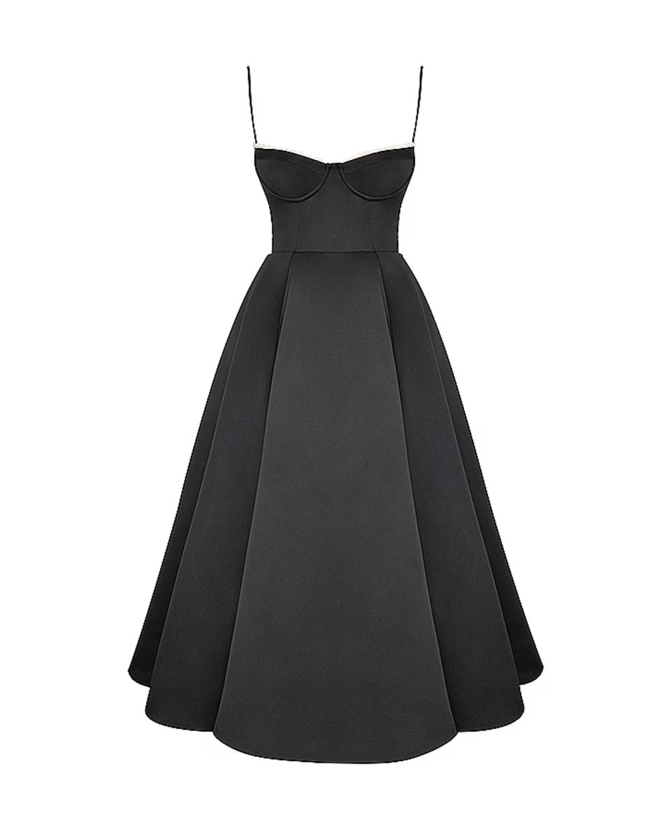 Women's Sweetheart Corset Bodice Tulle Midi Formal Dress