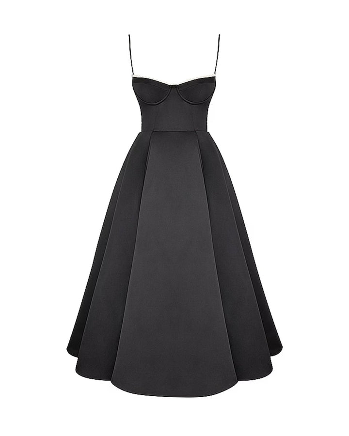 Women's Sweetheart Corset Bodice Tulle Midi Formal Dress