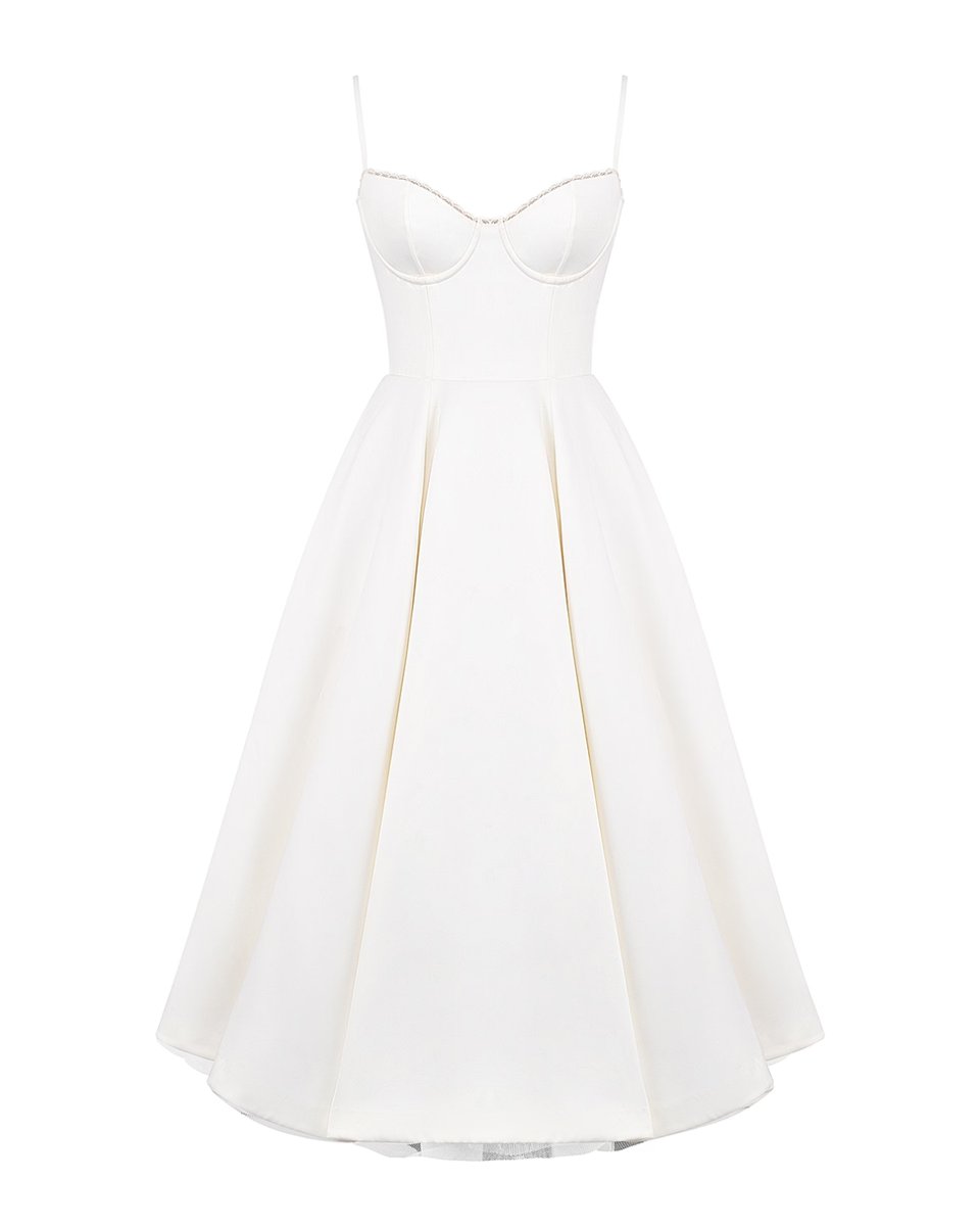 Women's Sweetheart Corset Bodice Tulle Midi Formal Dress
