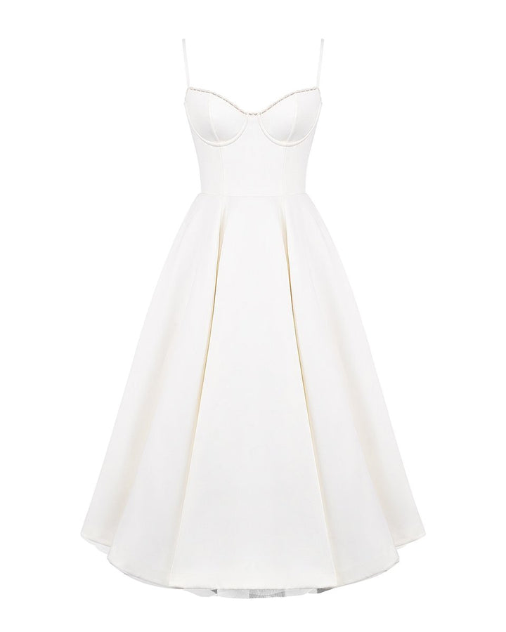 Women's Sweetheart Corset Bodice Tulle Midi Formal Dress