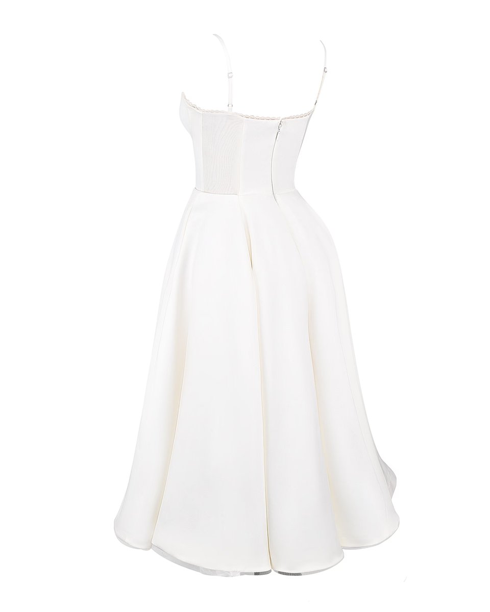 Women's Sweetheart Corset Bodice Tulle Midi Formal Dress