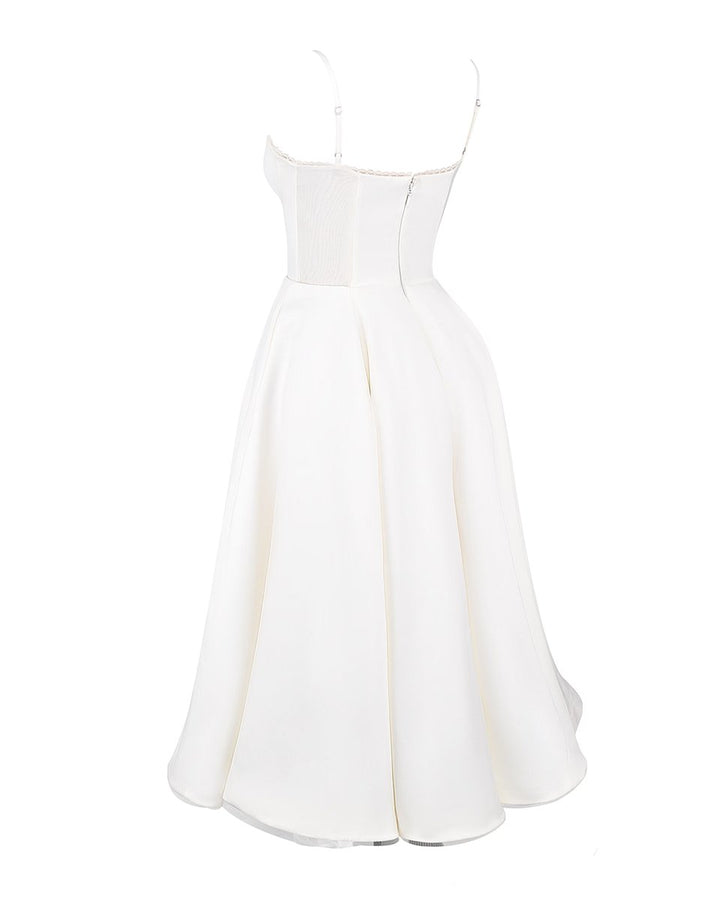 Women's Sweetheart Corset Bodice Tulle Midi Formal Dress