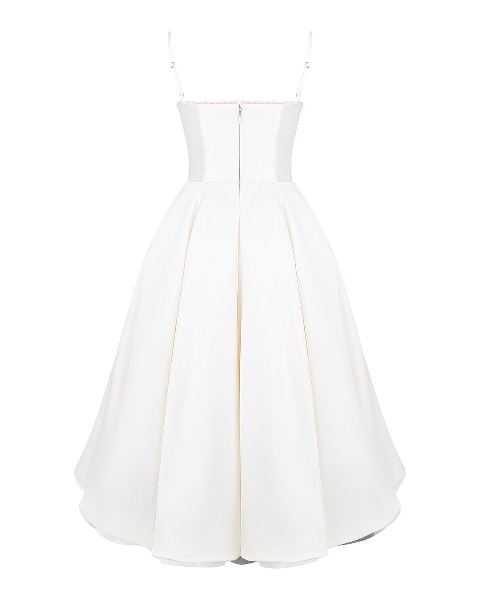 Women's Sweetheart Corset Bodice Tulle Midi Formal Dress