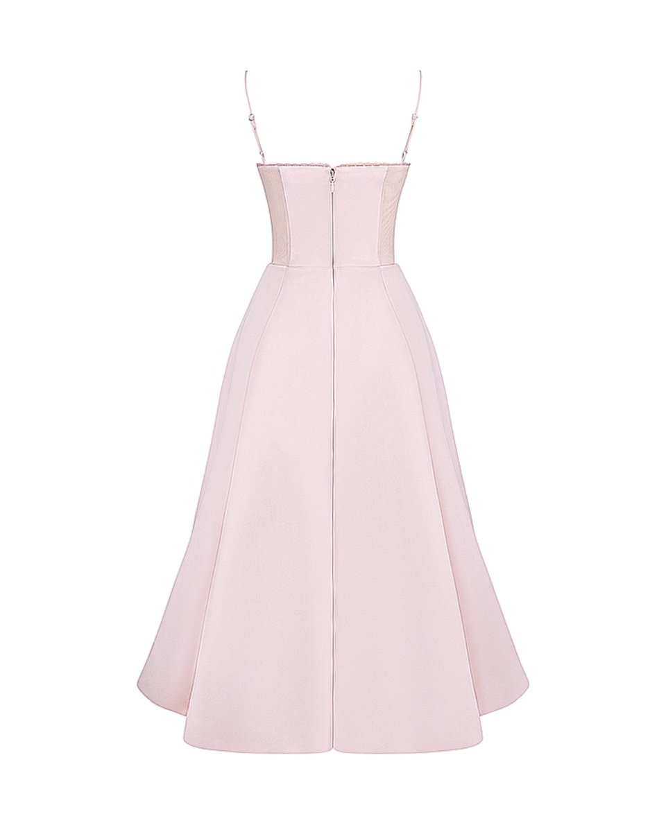 Women's Sweetheart Corset Bodice Tulle Midi Formal Dress