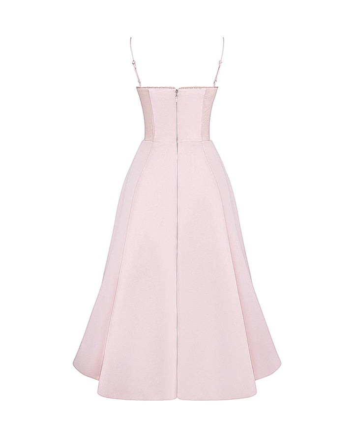 Women's Sweetheart Corset Bodice Tulle Midi Formal Dress