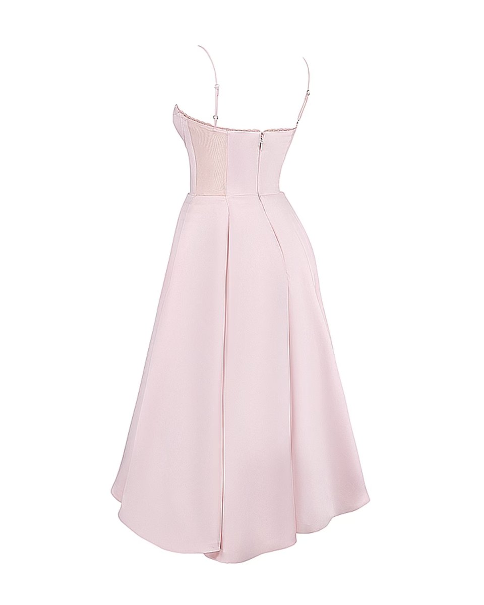 Women's Sweetheart Corset Bodice Tulle Midi Formal Dress