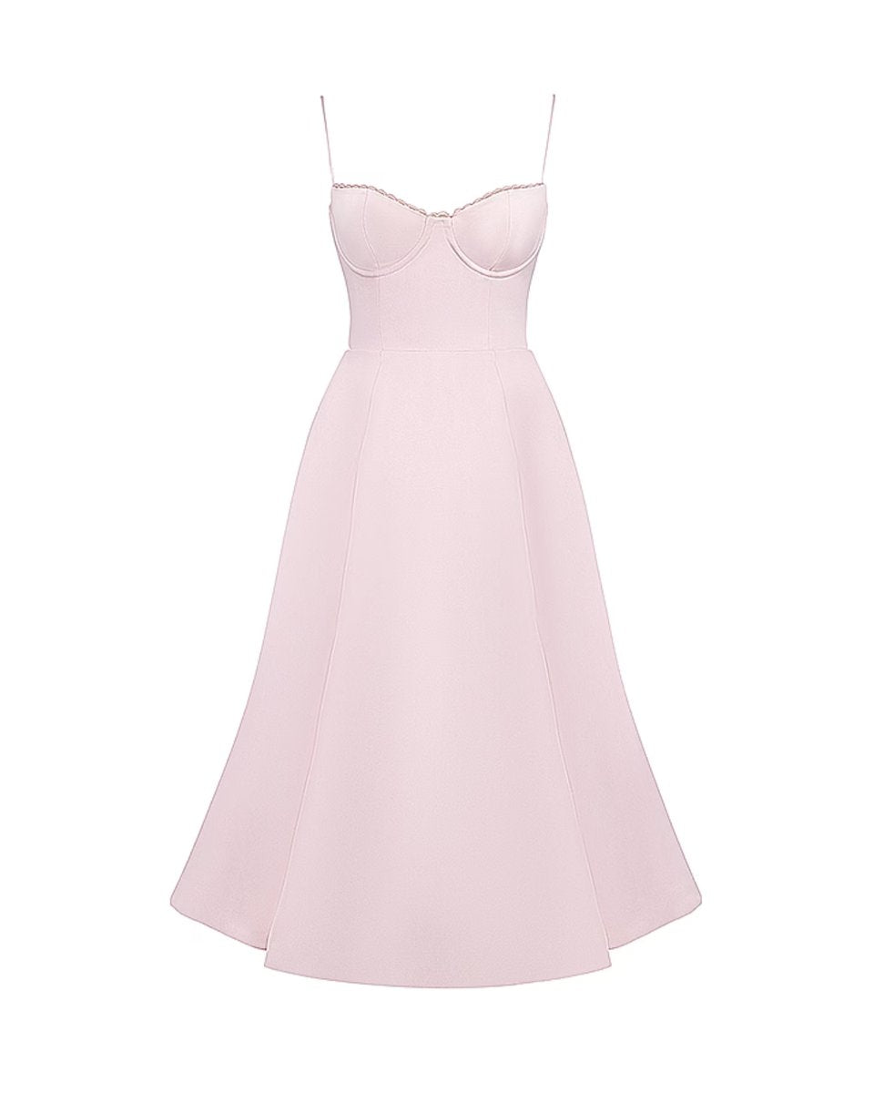 Women's Sweetheart Corset Bodice Tulle Midi Formal Dress