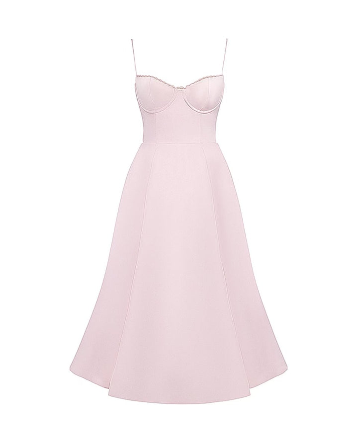 Women's Sweetheart Corset Bodice Tulle Midi Formal Dress