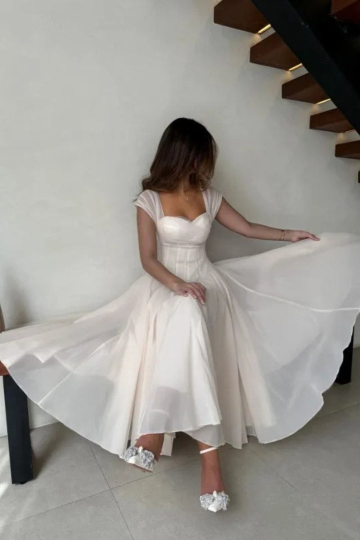 Women's Sweetheart Corset Tulle A-Line Midi Formal Dress