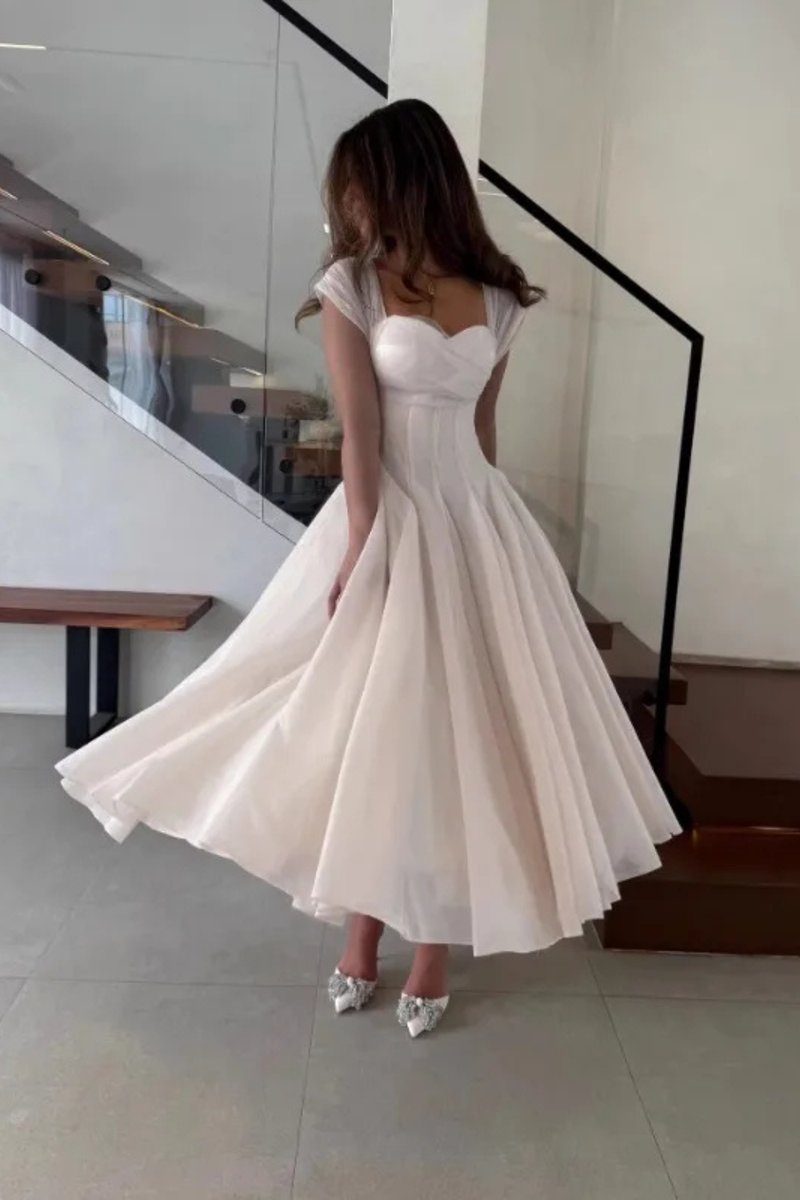 Women's Sweetheart Corset Tulle A-Line Midi Formal Dress