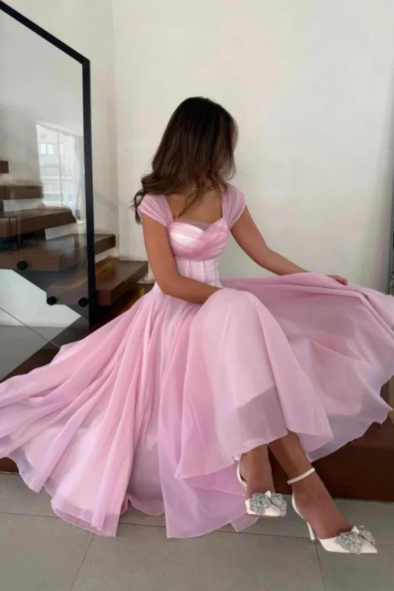 Women's Sweetheart Corset Tulle A-Line Midi Formal Dress