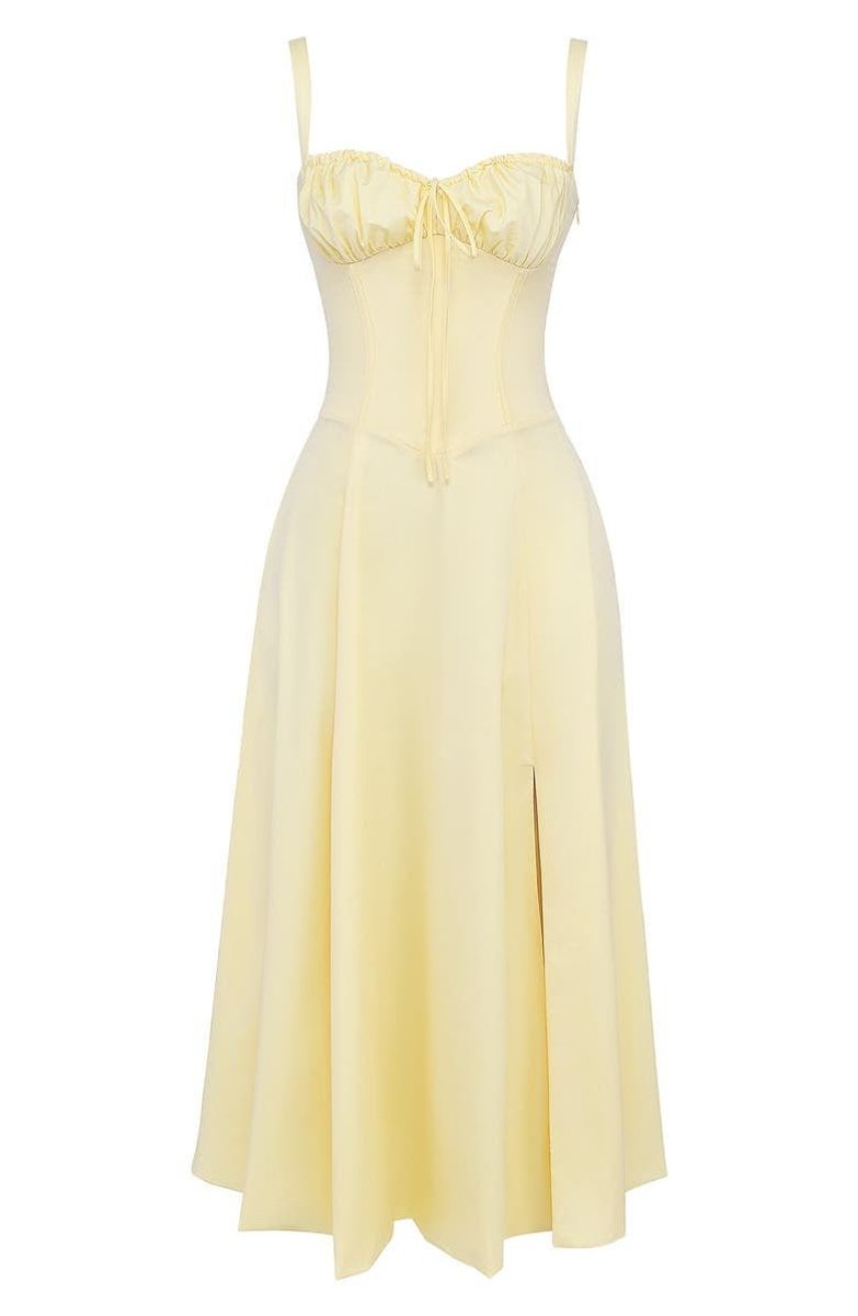 Women's Sweetheart-Neck A-Line Fall Midi Dress Corset Bodice