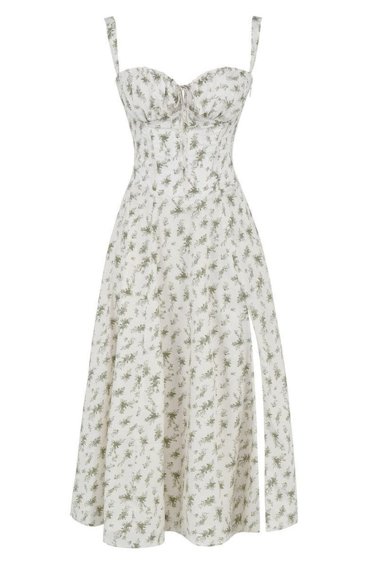 Women's Sweetheart-Neck A-Line Fall Midi Dress Corset Bodice