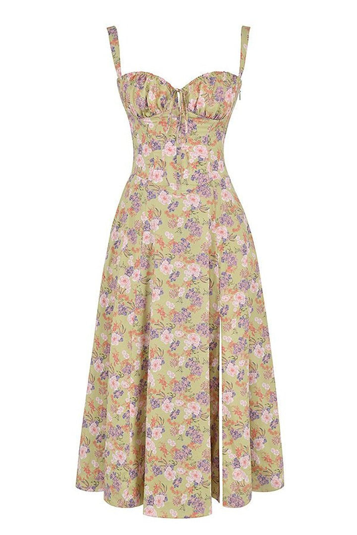 Women's Sweetheart-Neck A-Line Fall Midi Dress Corset Bodice