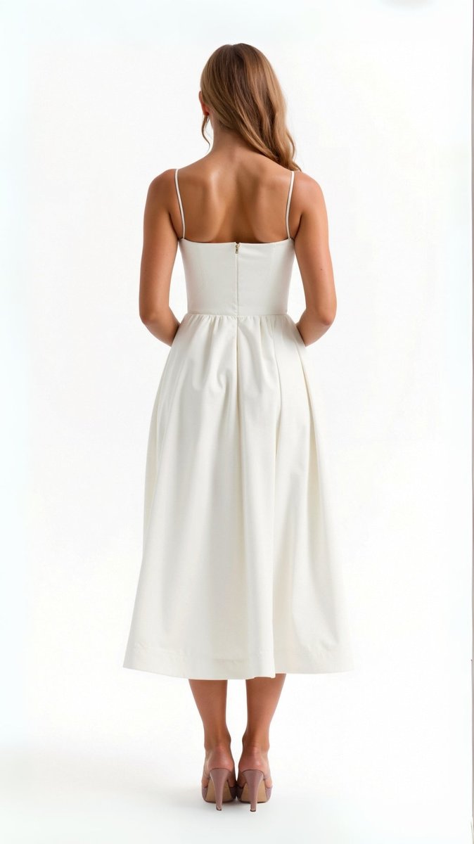 Women's Sweetheart Spaghetti-Strap Midi Formal Dress Flared Skirt