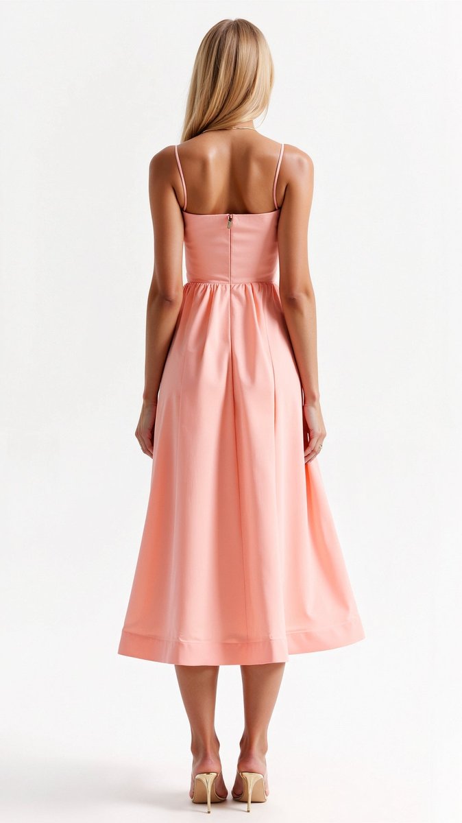 Women's Sweetheart Spaghetti-Strap Midi Formal Dress Flared Skirt