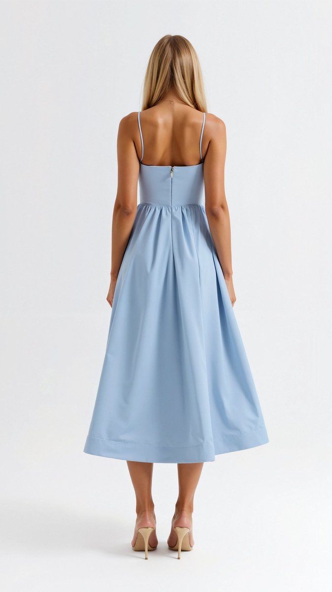 Women's Sweetheart Spaghetti-Strap Midi Formal Dress Flared Skirt
