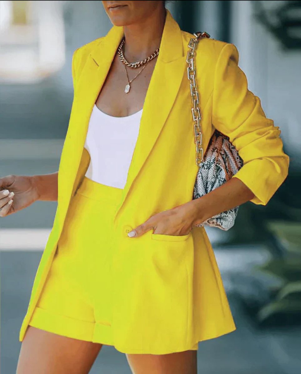 Women's Tailored Blazer Shorts Two-Piece Suit Set