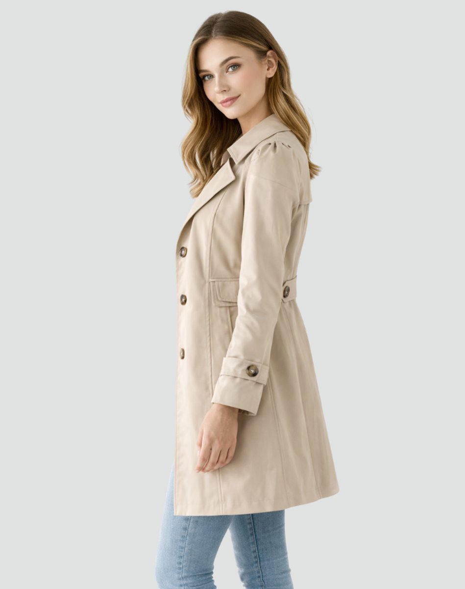 Women's Tailored Mid-Length Double-Breasted Lapel Trench Coat