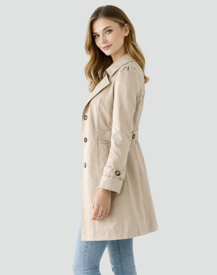 Women's Tailored Mid-Length Double-Breasted Lapel Trench Coat