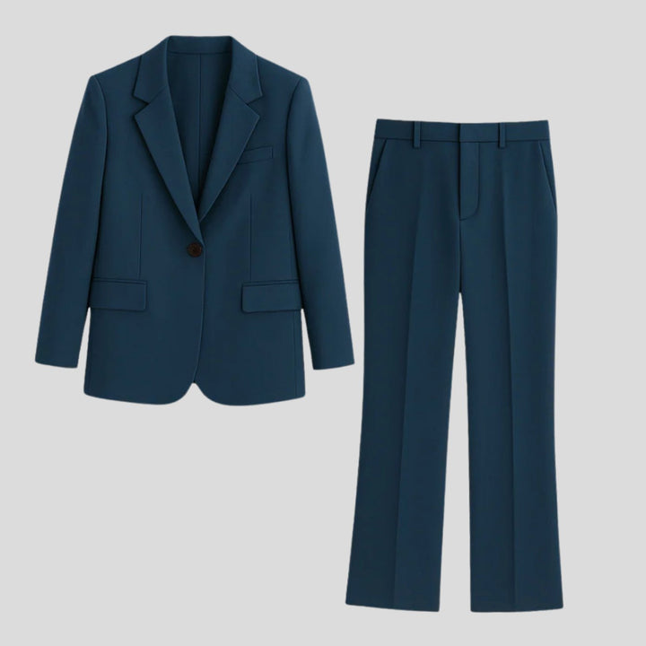 Women's Tailored Single-Button Blazer Pants Suit Set